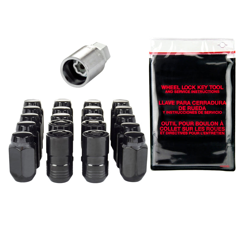 McGard 5 Lug Hex Install Kit w/Locks (Cone Seat Nut) M14X1.5 / 22mm Hex / 1.635in. Length - Black McGard 5 Lug Hex Install Kit w/Locks (Cone Seat Nut) M14X1.5 / 22mm Hex / 1.635in. Length - Black