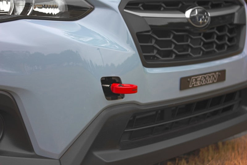 Perrin 2022 Subaru WRX / 18-21 Crosstrek / 14-21 Forester Tow Hook Kit (Front) - Red Perrin 2022 Subaru WRX / 18-21 Crosstrek / 14-21 Forester Tow Hook Kit (Front) - Red