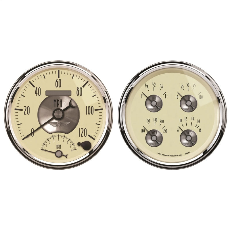 AutoMeter Gauge Kit 2 Pc. Quad & Tach/Speedo 5in. Prestige Antq. Ivory AutoMeter Gauge Kit 2 Pc. Quad & Tach/Speedo 5in. Prestige Antq. Ivory
