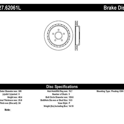 StopTech 97-10 Chevy Corvette Slotted & Drilled Rear Left Rotor