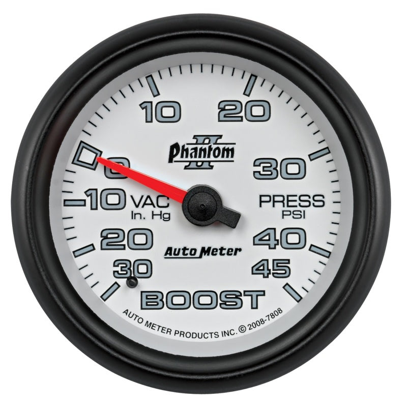 Autometer Phantom II 2-5/8in 30INHG-45PSI Phantom Mechanical Boost/Vacuum Gauge Autometer Phantom II 2-5/8in 30INHG-45PSI Phantom Mechanical Boost/Vacuum Gauge