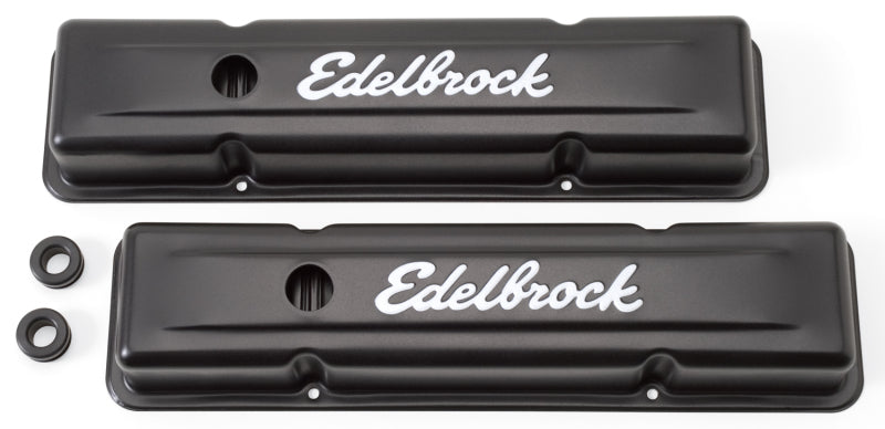 Edelbrock Valve Cover Signature Series Chevrolet 1959-1986 262-400 CI V8 Low Black Edelbrock Valve Cover Signature Series Chevrolet 1959-1986 262-400 CI V8 Low Black