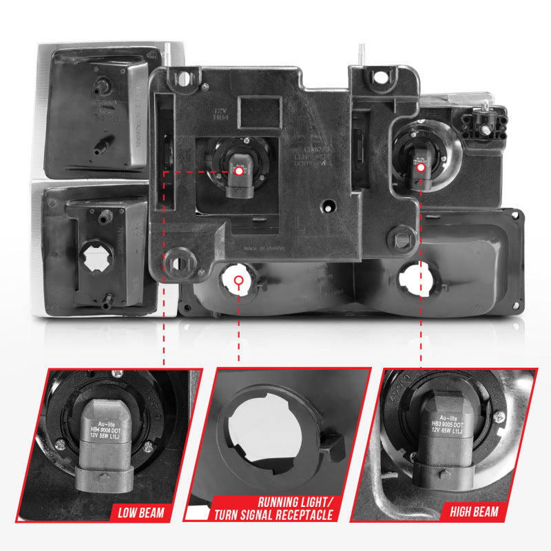 ANZO 88-98 Chevrolet C1500 Crystal Headlights Black ANZO 88-98 Chevrolet C1500 Crystal Headlights Black