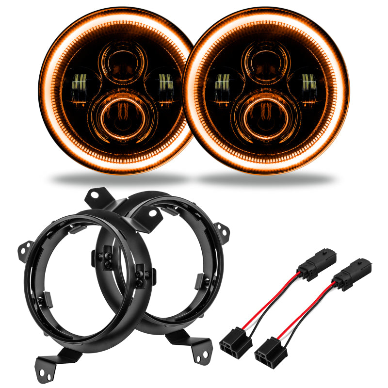 Oracle Jeep Wrangler JL/Gladiator JT 7in. High Powered LED Headlights (Pair) - Amber SEE WARRANTY Oracle Jeep Wrangler JL/Gladiator JT 7in. High Powered LED Headlights (Pair) - Amber SEE WARRANTY