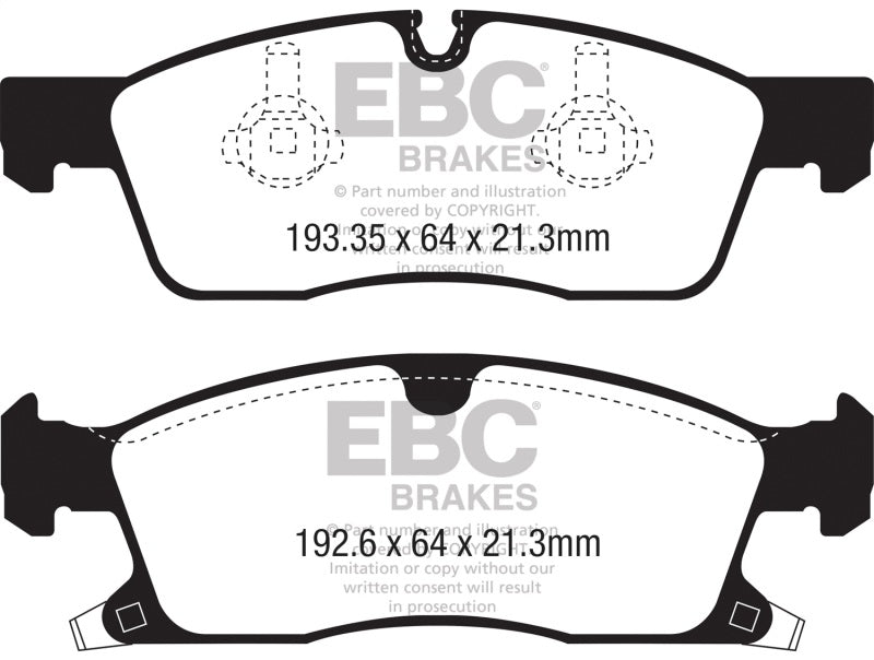 EBC 2016+ Jeep Grand Cherokee 3.6L Yellowstuff Front Brake Pads EBC 2016+ Jeep Grand Cherokee 3.6L Yellowstuff Front Brake Pads
