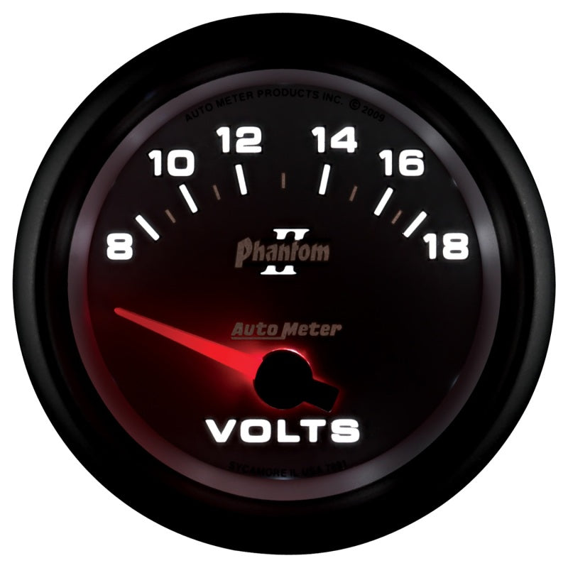 Autometer Phantom II 2-5/8in 18V Electric Voltmeter Gauge Autometer Phantom II 2-5/8in 18V Electric Voltmeter Gauge