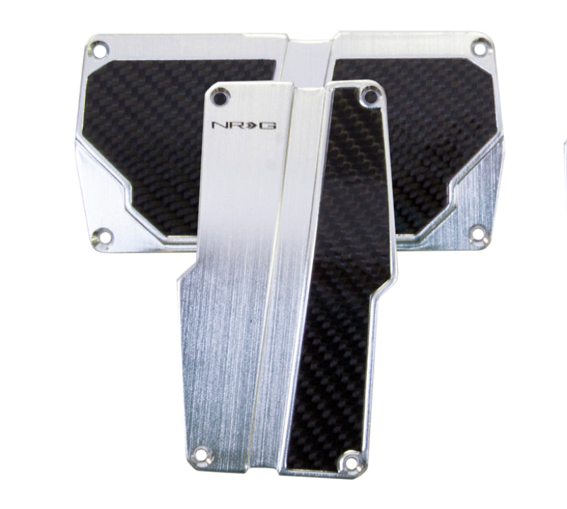 NRG Brushed Aluminum Sport Pedal A/T - Silver w/Black Carbon NRG Brushed Aluminum Sport Pedal A/T - Silver w/Black Carbon
