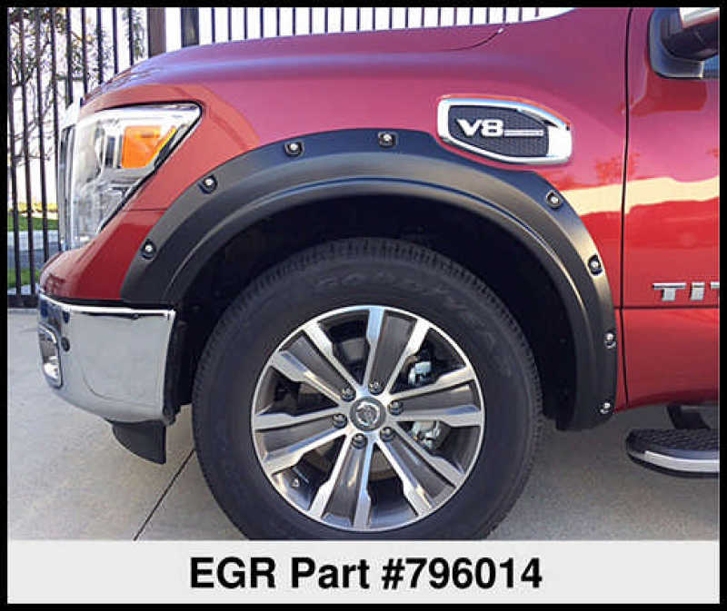 EGR 17-23 Nissan Titan Traditional Bolt-On Look Fender Flareswith Fender Badge Set Of 4 EGR 17-23 Nissan Titan Traditional Bolt-On Look Fender Flareswith Fender Badge Set Of 4