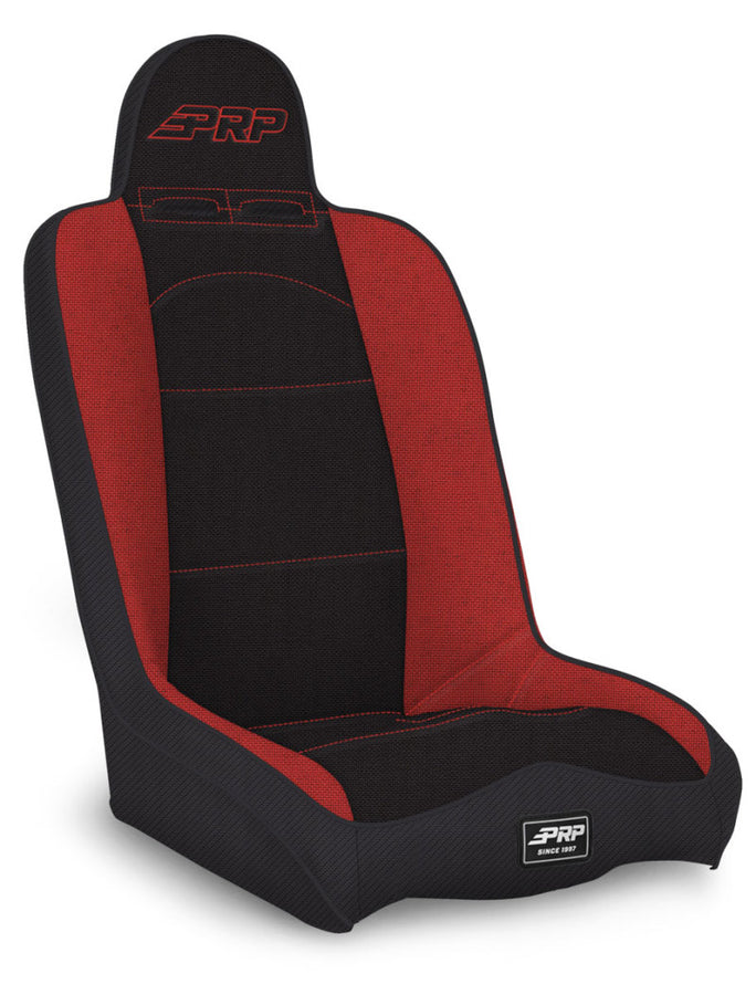 PRP Daily Driver High Back Suspension Seat (Two Neck Slots) - Black/Red PRP Daily Driver High Back Suspension Seat (Two Neck Slots) - Black/Red