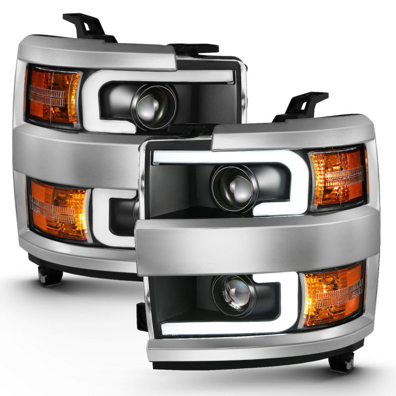 ANZO 2015-2016 Chevrolet Silverado Projector Headlights w/ Plank Style Design Black w/ Amber ANZO 2015-2016 Chevrolet Silverado Projector Headlights w/ Plank Style Design Black w/ Amber