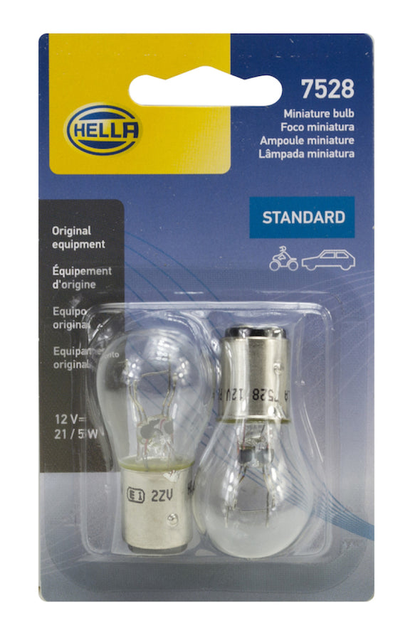 Hella Bulb 7528 12V 21/5W Bay15D S8 (2) Hella Bulb 7528 12V 21/5W Bay15D S8 (2)