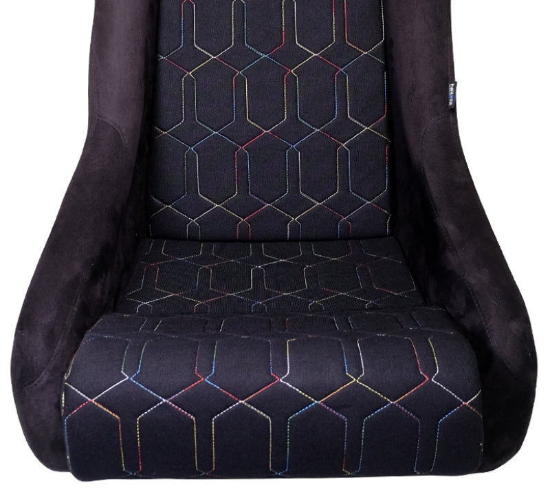 NRG FRP Bucket Seat (Black w/ Multi Color Geometric Pattern) - Large NRG FRP Bucket Seat (Black w/ Multi Color Geometric Pattern) - Large
