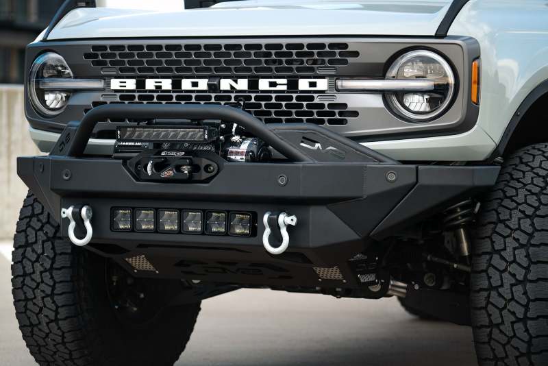 DV8 Offroad 2021+ Ford Bronco Modular Front Bumper Winch Capable w/ Auxiliary Light Mounts DV8 Offroad 2021+ Ford Bronco Modular Front Bumper Winch Capable w/ Auxiliary Light Mounts