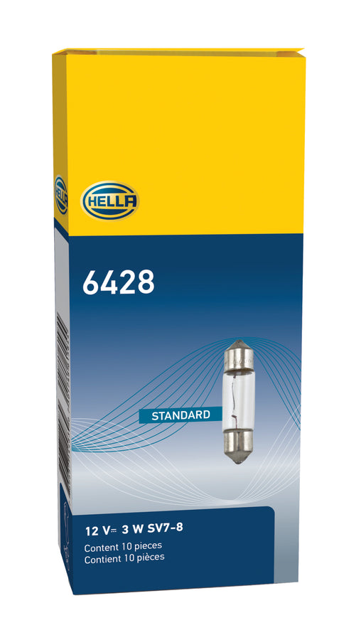Hella Bulb 6428 12V 3W SV7-8 T2.25 8x28mm Hella Bulb 6428 12V 3W SV7-8 T2.25 8x28mm