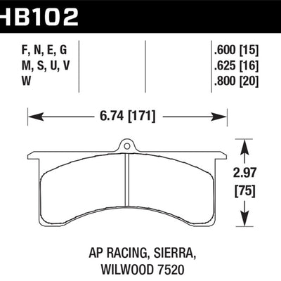 Hawk AP Racing 6/Wilwood DTC-50 Race Brake Pads