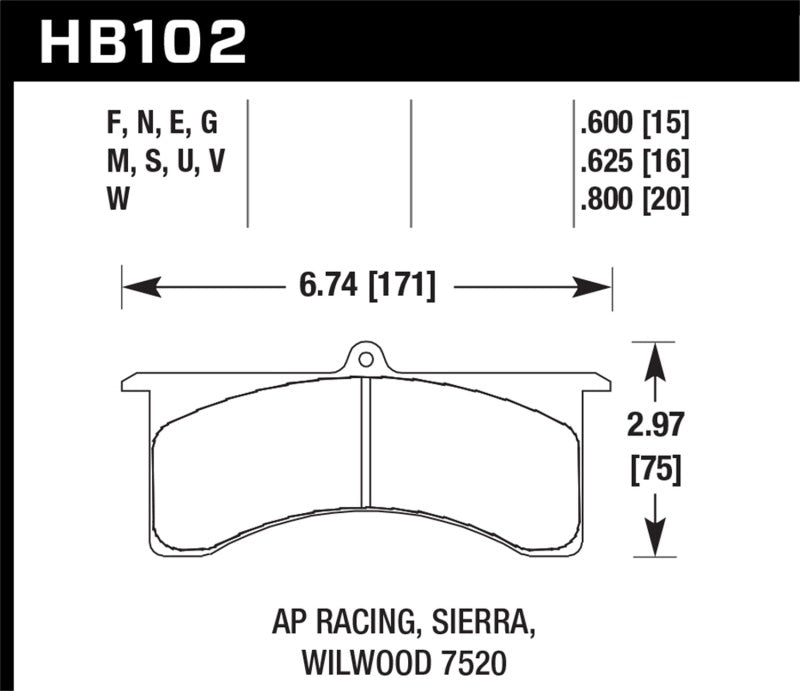 Hawk AP Racing 6/Wilwood DTC-50 Race Brake Pads Hawk AP Racing 6/Wilwood DTC-50 Race Brake Pads