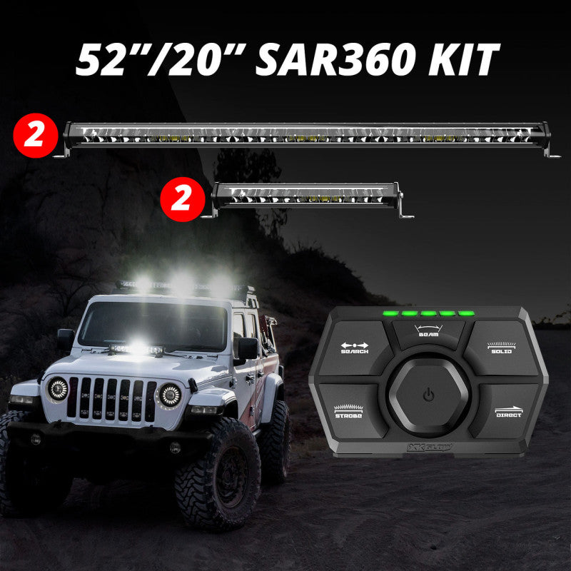 XK Glow SAR360 Light Bar Kit Emergency Search and Rescue Light System (2)52In (2)20In XK Glow SAR360 Light Bar Kit Emergency Search and Rescue Light System (2)52In (2)20In