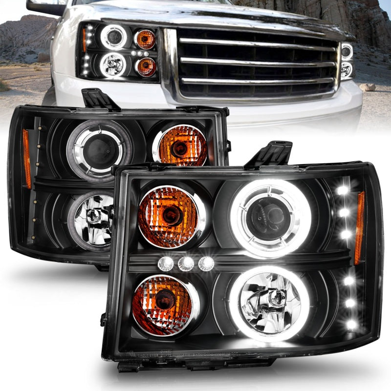 ANZO 2007-2013 Gmc Sierra 1500 Projector Headlights w/ Halo Black ANZO 2007-2013 Gmc Sierra 1500 Projector Headlights w/ Halo Black
