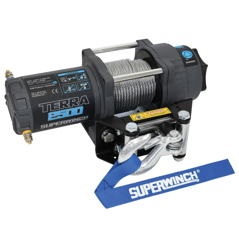 Superwinch 2500 LBS 12V DC 3/16in x 40ft Steel Rope Terra 2500 Winch - Gray Wrinkle Superwinch 2500 LBS 12V DC 3/16in x 40ft Steel Rope Terra 2500 Winch - Gray Wrinkle