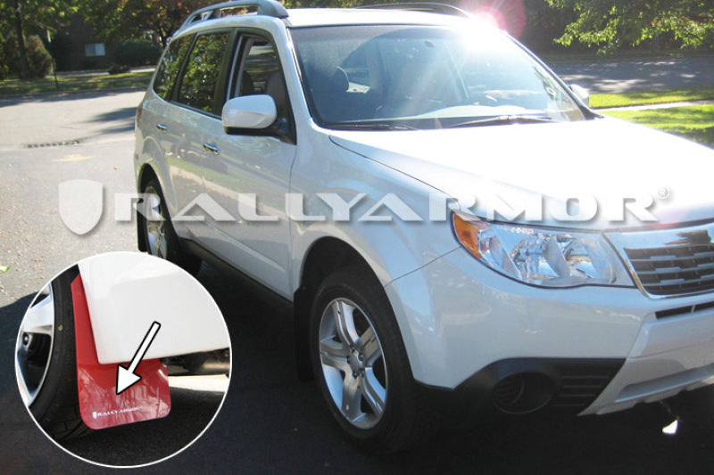 Rally Armor 09-13 Subaru Forester Red UR Mud Flap w/ White Logo Rally Armor 09-13 Subaru Forester Red UR Mud Flap w/ White Logo
