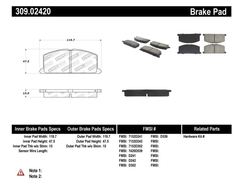 StopTech Performance Brake Pads StopTech Performance Brake Pads