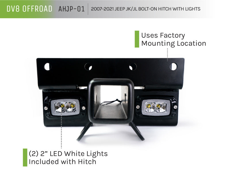 DV8 Offroad 07-21 Jeep Wrangler (JK/JL) Bolt-On Hitch w/ Lights DV8 Offroad 07-21 Jeep Wrangler (JK/JL) Bolt-On Hitch w/ Lights