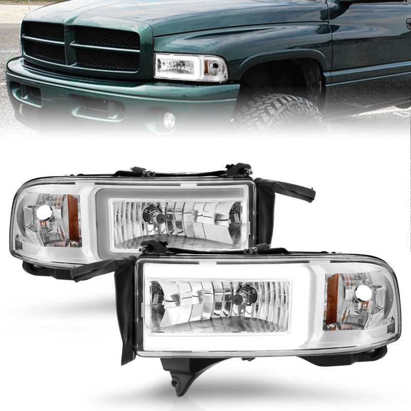ANZO 94-02 Dodge RAM Crystal Headlight - w/ Light Bar Chrome Housing ANZO 94-02 Dodge RAM Crystal Headlight - w/ Light Bar Chrome Housing