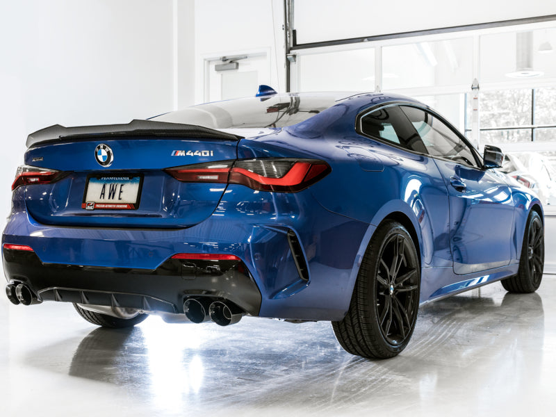 AWE Tuning 2019+ BMW M340i (G20) Non-Resonated Touring Edition Exhaust - Quad Diamond Black Tips AWE Tuning 2019+ BMW M340i (G20) Non-Resonated Touring Edition Exhaust - Quad Diamond Black Tips