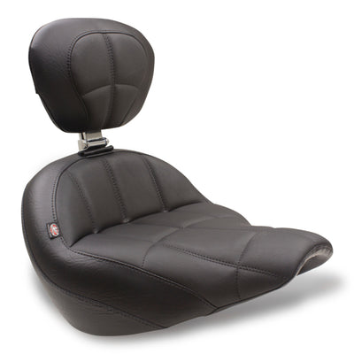 Mustang 18-21 Harley Street Bob Standard Touring Solo Seat w/Driver Backrest - Black