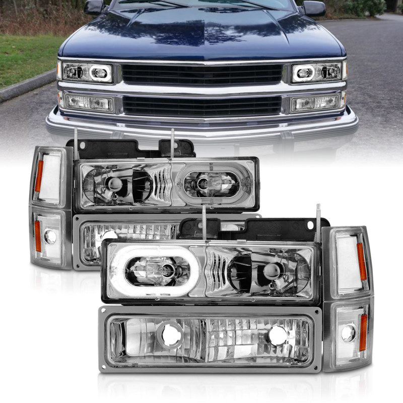 ANZO 88-98 Chevrolet C1500 Crystal Headlights Chrome Housing w/ Signal and Side Marker Lights ANZO 88-98 Chevrolet C1500 Crystal Headlights Chrome Housing w/ Signal and Side Marker Lights