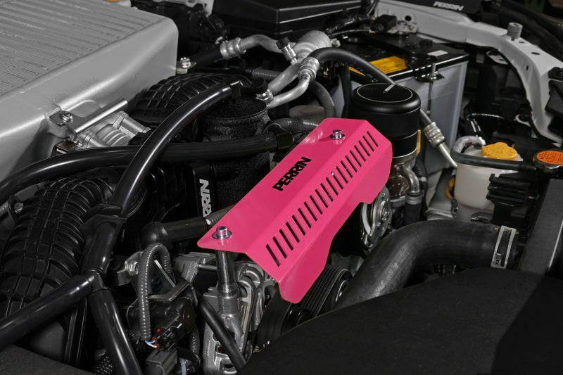 Perrin 22-23 Subaru WRX Pulley Cover (Short Version - Works w/AOS System) - Hyper Pink Perrin 22-23 Subaru WRX Pulley Cover (Short Version - Works w/AOS System) - Hyper Pink