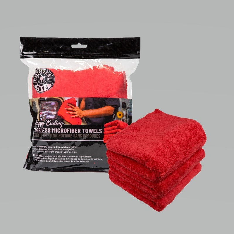 Chemical Guys Happy Ending Ultra Edgeless Microfiber Towel - 16in x 16in - Red - 3 Pack Chemical Guys Happy Ending Ultra Edgeless Microfiber Towel - 16in x 16in - Red - 3 Pack