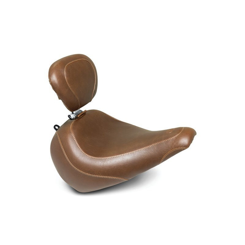 Mustang 18-21 Harley Fat Boy Wide Tripper Solo Seat w/ Driver Backrest - Brown Mustang 18-21 Harley Fat Boy Wide Tripper Solo Seat w/ Driver Backrest - Brown
