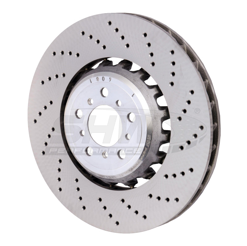 SHW 13-16 BMW M5 4.4L Right Front Cross-Drilled Lightweight Brake Rotor (34112284102) SHW 13-16 BMW M5 4.4L Right Front Cross-Drilled Lightweight Brake Rotor (34112284102)