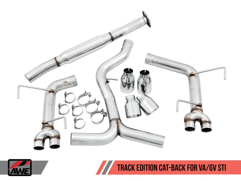 AWE Tuning Subaru WRX/STI VA/GV Sedan Track Edition Exhaust - Chrome Silver Tips (102mm) AWE Tuning Subaru WRX/STI VA/GV Sedan Track Edition Exhaust - Chrome Silver Tips (102mm)