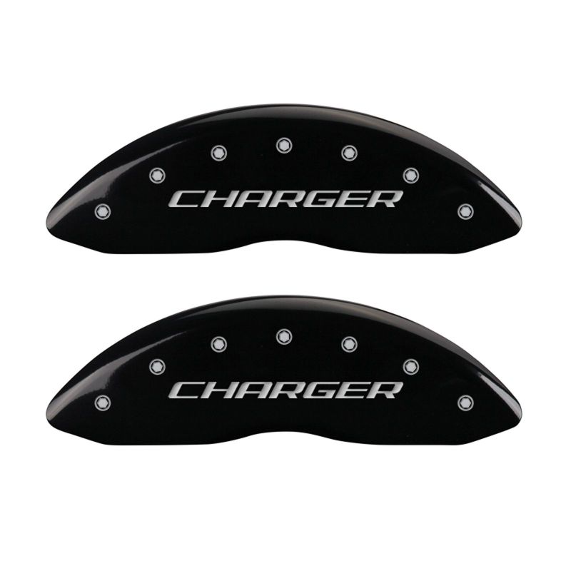 MGP 4 Caliper Covers Engraved Front & Rear Block/Charger Black finish silver ch MGP 4 Caliper Covers Engraved Front & Rear Block/Charger Black finish silver ch