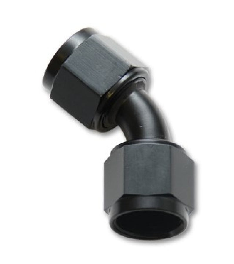 Vibrant -20AN X -20AN Female Flare Swivel 45 Deg Fitting (AN To AN) -Anodized Black Only Vibrant -20AN X -20AN Female Flare Swivel 45 Deg Fitting (AN To AN) -Anodized Black Only