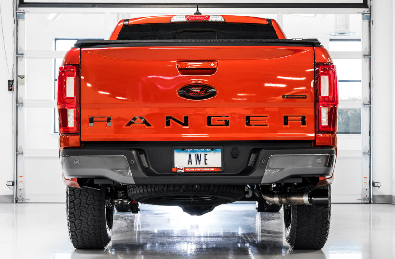 AWE Tuning 2019+ Ford Ranger 0FG Performance Exhaust System w/Diamond Black Tips & Rock Guard AWE Tuning 2019+ Ford Ranger 0FG Performance Exhaust System w/Diamond Black Tips & Rock Guard