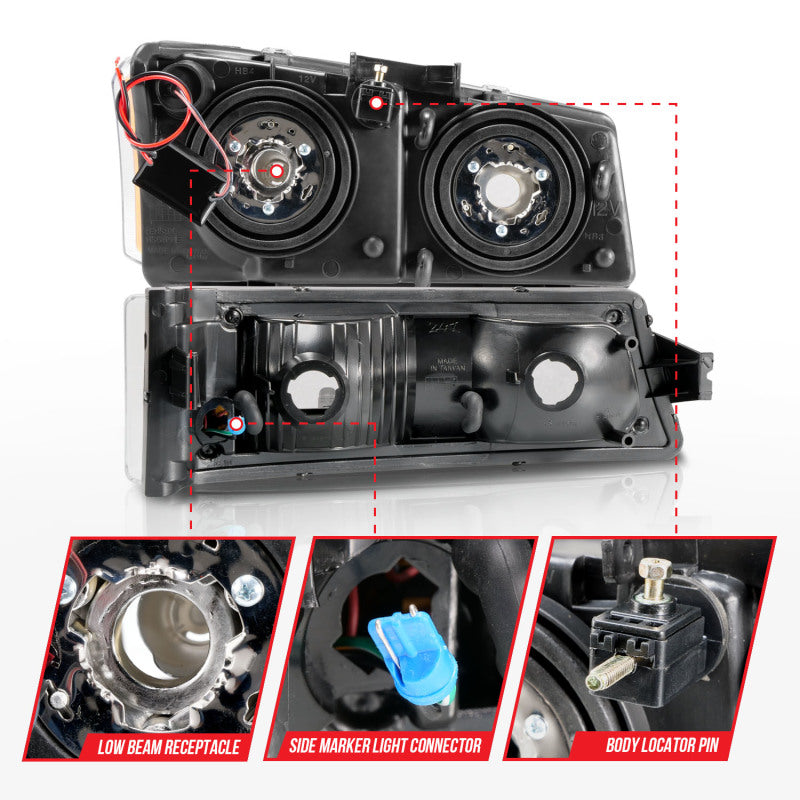 ANZO 2003-2006 Chevrolet Silverado 1500 Crystal Headlights w/ Light Bar Black Housing ANZO 2003-2006 Chevrolet Silverado 1500 Crystal Headlights w/ Light Bar Black Housing