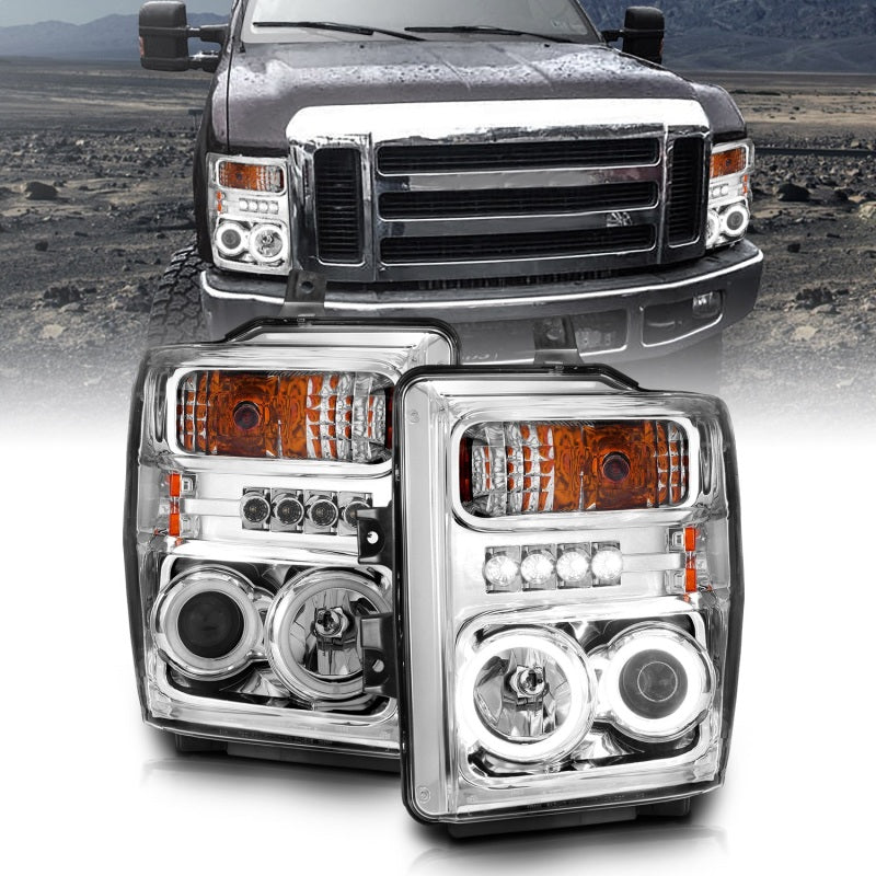 ANZO 2008-2010 Ford F-250 Projector Headlights w/ Halo Chrome (CCFL) ANZO 2008-2010 Ford F-250 Projector Headlights w/ Halo Chrome (CCFL)