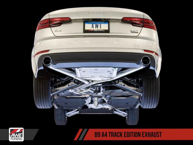 AWE Tuning Audi B9 A4 Track Edition Exhaust Dual Outlet - Diamond Black Tips (Includes DP) AWE Tuning Audi B9 A4 Track Edition Exhaust Dual Outlet - Diamond Black Tips (Includes DP)
