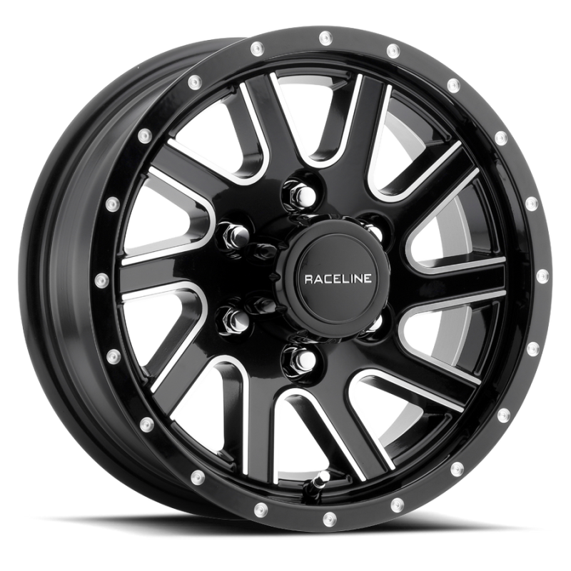 Raceline 820M Twisted 15x6in / 6x139.7 BP / 0mm Offset / 4.25mm Bore - Black & Machined Wheel Raceline 820M Twisted 15x6in / 6x139.7 BP / 0mm Offset / 4.25mm Bore - Black & Machined Wheel