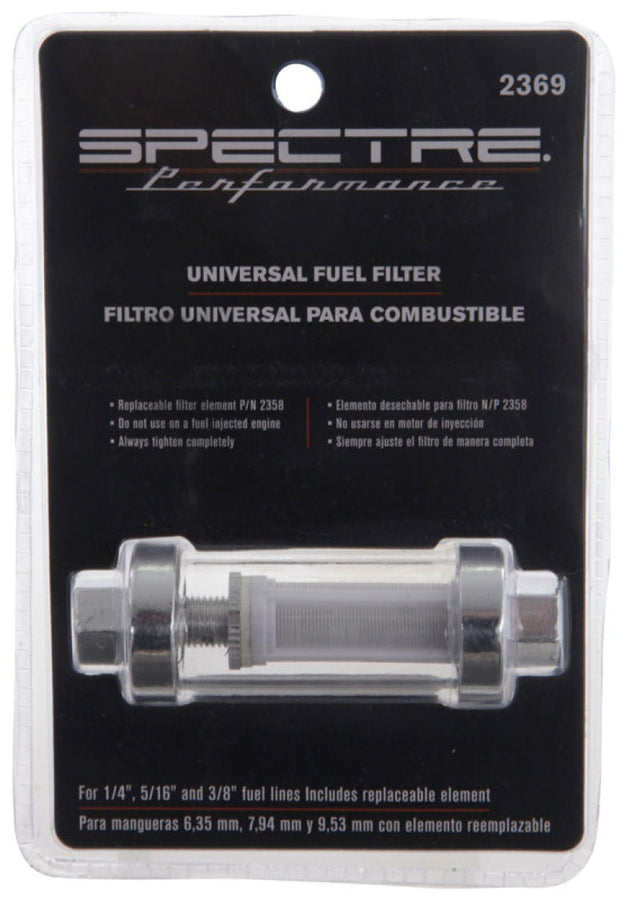 Spectre Premium Clearview Fuel Filter (Incl. 1/4in. / 5/16in. / 3/8in. Barb Fittings) Spectre Premium Clearview Fuel Filter (Incl. 1/4in. / 5/16in. / 3/8in. Barb Fittings)