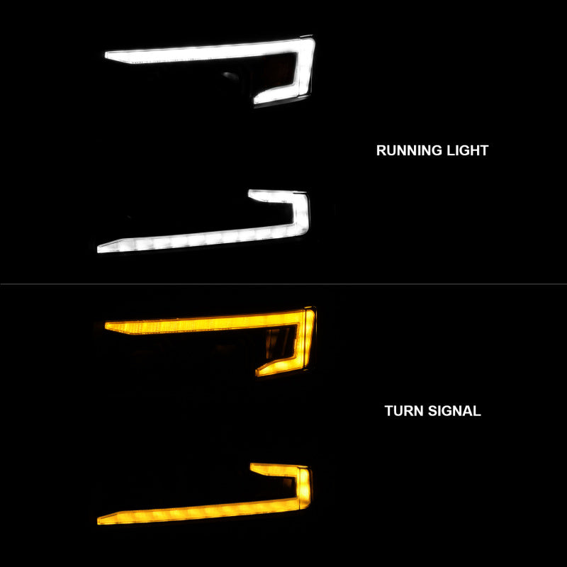 ANZO 19-22 Chevrolet Silverado 1500 LED Proj HL w/Lgt Bar SwBk Seq. Blk w/In. Light - Driver Side ON ANZO 19-22 Chevrolet Silverado 1500 LED Proj HL w/Lgt Bar SwBk Seq. Blk w/In. Light - Driver Side ON