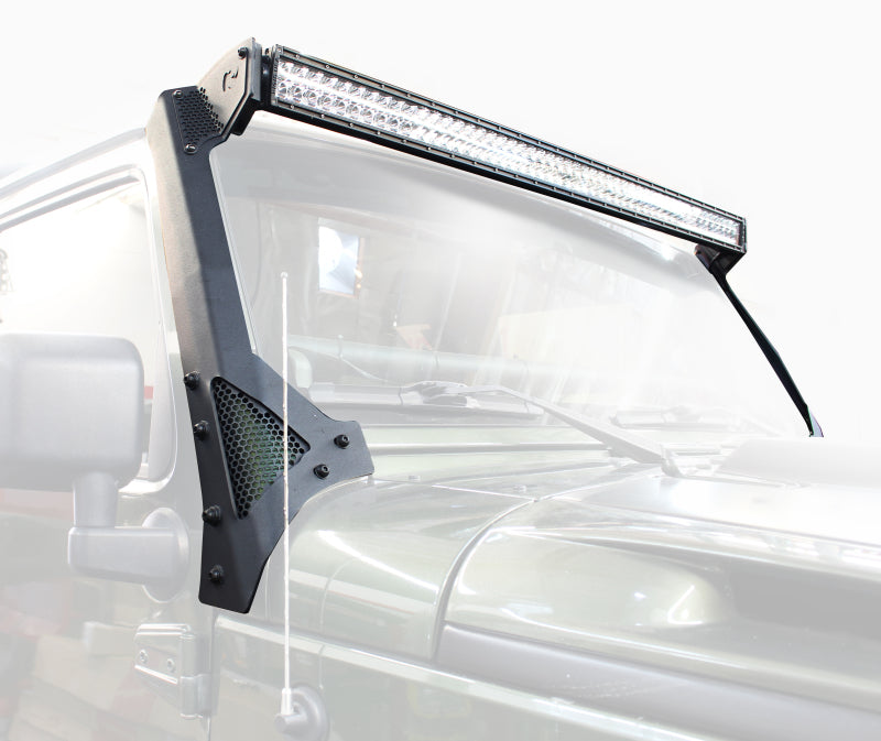 Go Rhino 07-18 Jeep Wrangler JK/JKU (Ex Mjve/392/4xe) Windshield Light Bar Mount Brkt - 50in Sgl Row Go Rhino 07-18 Jeep Wrangler JK/JKU (Ex Mjve/392/4xe) Windshield Light Bar Mount Brkt - 50in Sgl Row
