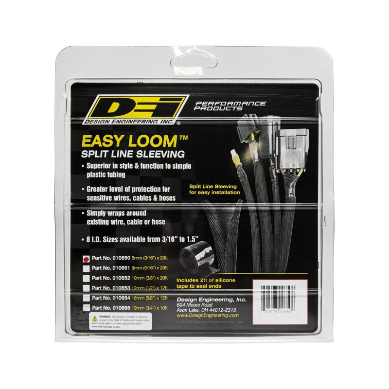 DEI Split Wire Sleeve Easy Loom 5mm-3/16in x 20 Black DEI Split Wire Sleeve Easy Loom 5mm-3/16in x 20 Black