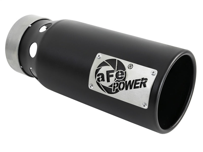 aFe SATURN 4S 4in SS Intercooled Exhaust Tip - Black 4in In x 5in Out x 12in L Bolt-On aFe SATURN 4S 4in SS Intercooled Exhaust Tip - Black 4in In x 5in Out x 12in L Bolt-On