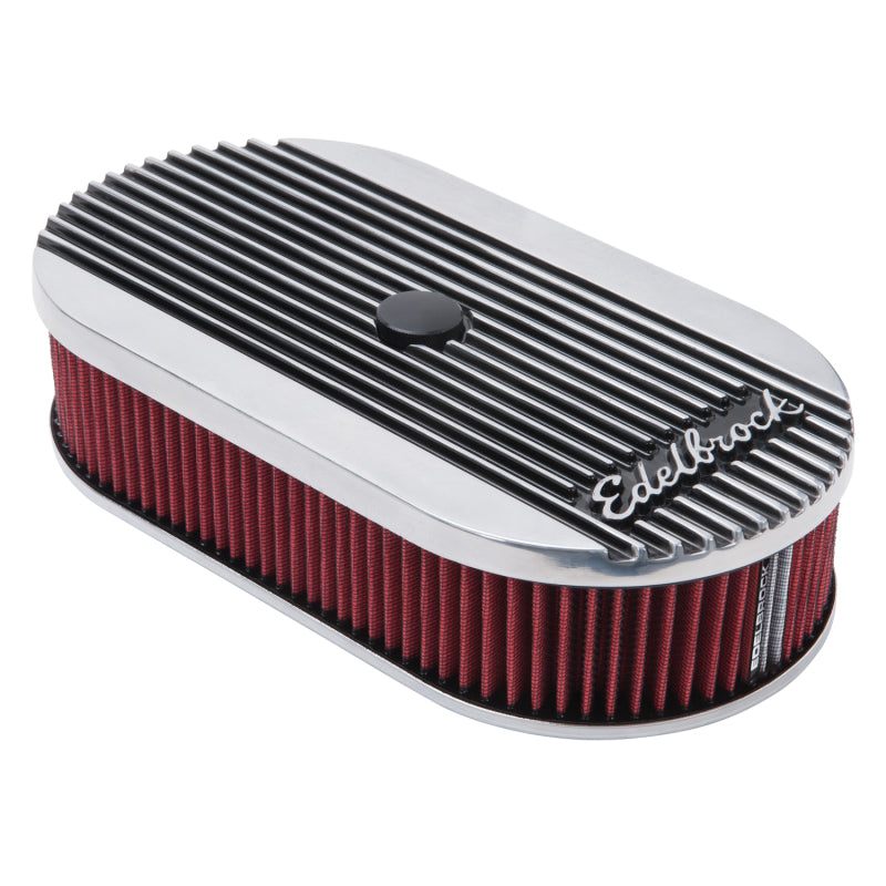 Edelbrock Air Cleaner Elite II Oval Single 4-Bbl Carb 2 5In Red Element Polished Edelbrock Air Cleaner Elite II Oval Single 4-Bbl Carb 2 5In Red Element Polished