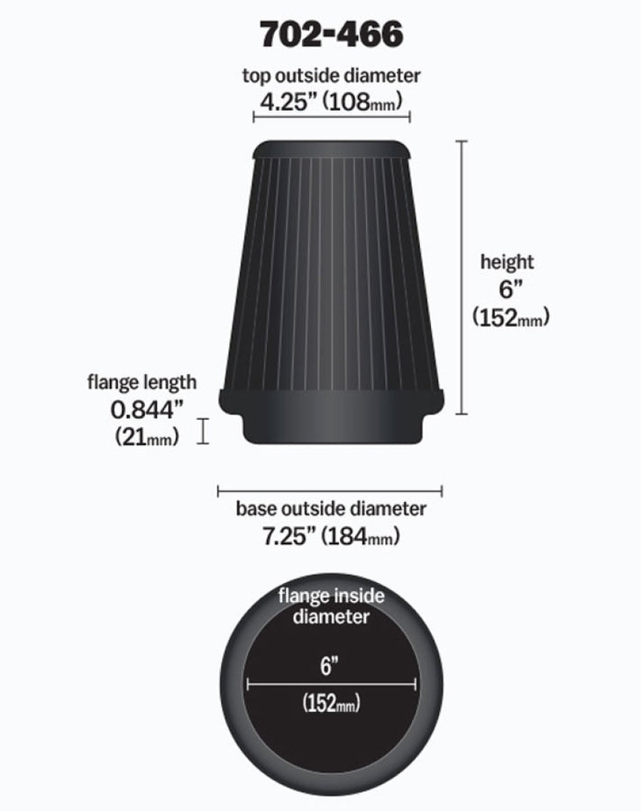 Airaid Universal Air Filter - Cone 6 x 7 1/4 x 4 3/4 x 6 - Blue SynthaMax Airaid Universal Air Filter - Cone 6 x 7 1/4 x 4 3/4 x 6 - Blue SynthaMax