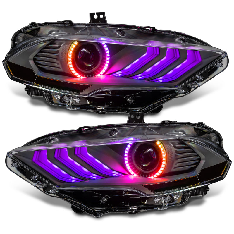 Oracle Lighting 18-23 Ford Mustang Dynamic ColorSHIFT LED Headlights - Black Series SEE WARRANTY Oracle Lighting 18-23 Ford Mustang Dynamic ColorSHIFT LED Headlights - Black Series SEE WARRANTY